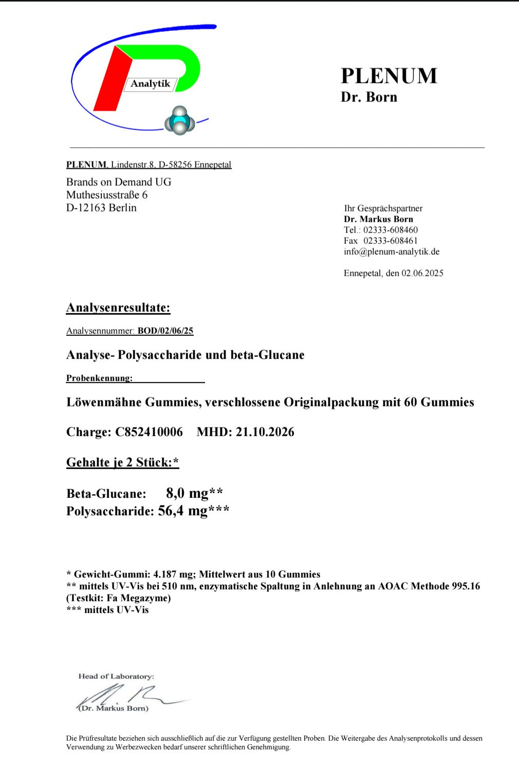 Löwenmähne + Vitamin B6 Gummies - 60 Stk.